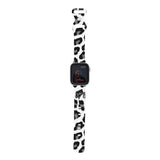 Personalized Black & White Leopard Watch Band with Monogram for Apple Watch - hipave