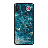 Custom Medical Alert iPhone Case (Blue Gold Marble Pattern)