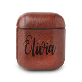 Personalized Vegan Leather case for Airpods charging case with Name - hipave
