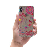 Custom Medical Alert iPhone Case (Maroon Floral Lineart Pattern) - hipave
