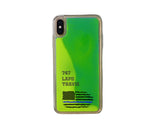 Custom Thin Blue Line Flag iPhone Case in Yellow-Green Moving Quicksand