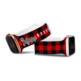 Personalized Holiday Buffalo Plaid Watch Band with Name for Apple Watch (H18 Pattern)