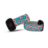 Personalized Turquoise Leopard Watch Band with Name for Fitbit Versa 3 & Fitbit Sense