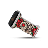 Personalized Medical Alert Apple Watch Band (Leopard + Roses Pattern) - hipave