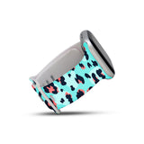 Personalized Peach & Blue Leopard Watch Band with Name for Apple Watch - hipave