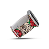 Personalized Leopard + Roses Watch Band with Name for Apple Watch - hipave