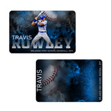 Custom Baseball Metal Card with Blue Powdered Explosion - hipave