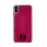 Custom Football Silhouette iPhone Case in Pink Moving Quicksand