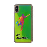 Custom Soccer Splash iPhone Case in Yellow-Green Moving Quicksand