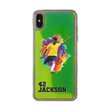 Custom Soccer Partial Figure iPhone Case in Yellow-Green Moving Quicksand