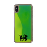 Custom Soccer Silhouette iPhone Case in Yellow-Green Moving Quicksand - hipave