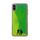Custom Football Silhouette iPhone Case in Yellow-Green Moving Quicksand - hipave
