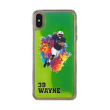 Custom Football Partial Figure iPhone Case in Yellow-Green Moving Quicksand - hipave