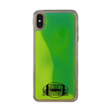 Custom Football Emblem iPhone Case in Yellow-Green Moving Quicksand