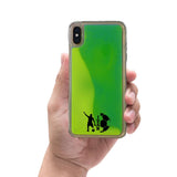 Custom Soccer Silhouette iPhone Case in Yellow-Green Moving Quicksand - hipave
