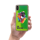 Custom Football Partial Figure iPhone Case in Yellow-Green Moving Quicksand - hipave