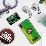 Custom Football Emblem iPhone Case in Yellow-Green Moving Quicksand - hipave