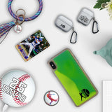 Custom Baseball Silhouette iPhone Case in Yellow-Green Moving Quicksand - hipave