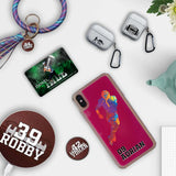 Custom Football Splash iPhone Case in Pink Moving Quicksand - hipave