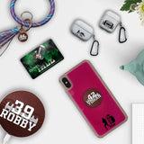 Custom Football Silhouette iPhone Case in Pink Moving Quicksand - hipave