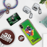 Custom Football Partial Figure iPhone Case in Yellow-Green Moving Quicksand - hipave