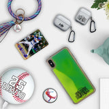 Custom Baseball Emblem iPhone Case in Yellow-Green Moving Quicksand - hipave