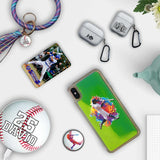 Custom Baseball Partial Figure iPhone Case in Yellow-Green Moving Quicksand - hipave