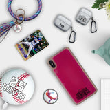 Custom Baseball Emblem iPhone Case in Pink Moving Quicksand - hipave