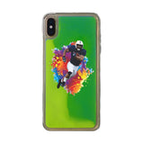 Custom Football Partial Figure iPhone Case in Yellow-Green Moving Quicksand - hipave