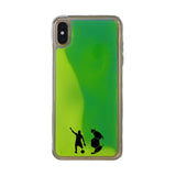Custom Soccer Silhouette iPhone Case in Yellow-Green Moving Quicksand - hipave