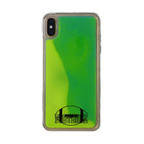 Custom Football Emblem iPhone Case in Yellow-Green Moving Quicksand - hipave