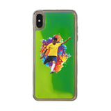Custom Soccer Partial Figure iPhone Case in Yellow-Green Moving Quicksand - hipave
