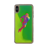 Custom Football Splash iPhone Case in Yellow-Green Moving Quicksand - hipave