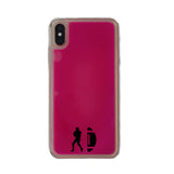 Custom Football Silhouette iPhone Case in Pink Moving Quicksand - hipave