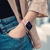 Personalized Medical Alert Apple Watch Band (Vintage Roses Pattern) - hipave