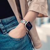 Personalized Medical Alert Apple Watch Band (Abstract Boho Leopard Pattern) - hipave