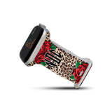 Personalized Leopard + Roses Watch Band with Monogram for Apple Watch - hipave