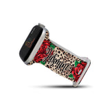 Personalized Leopard + Roses Watch Band with Name for Apple Watch - hipave
