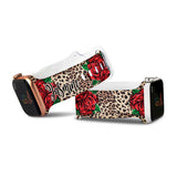 Personalized Leopard + Roses Watch Band with Name for Apple Watch