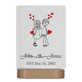 Custom LED Plaque with Couple Illustration and Names | Thick Clear Acrylic - hipave