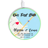 Personalized Love Map Wireless Charger with Qi Fast Charge AC Adapter