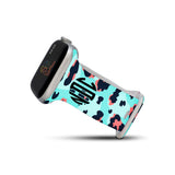 Personalized Peach & Blue Leopard Watch Band with Monogram for Apple Watch - hipave