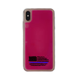 Custom Thin Blue Line Flag iPhone Case in Pink Moving Quicksand - hipave