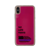Custom Thin Blue Line Flag iPhone Case in Pink Moving Quicksand - hipave