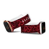Personalized Red Leopard Watch Band with Monogram for Apple Watch - hipave