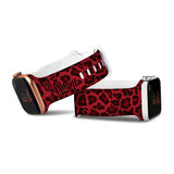 Personalized Red Leopard Watch Band with Name for Apple Watch