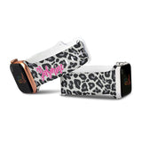 Personalized Tan Leopard Watch Band with Name for Apple Watch