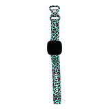 Personalized Blue & Pink Leopard Watch Band with Monogram for Fitbit Versa 3 & Fitbit Sense - hipave