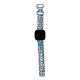 Personalized Turquoise Leopard Watch Band with Monogram for Fitbit Versa 3 & Fitbit Sense - hipave