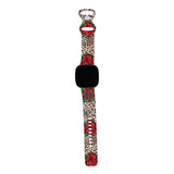 Personalized Leopard + Roses Watch Band with Monogram for Fitbit Versa 3 & Fitbit Sense - hipave